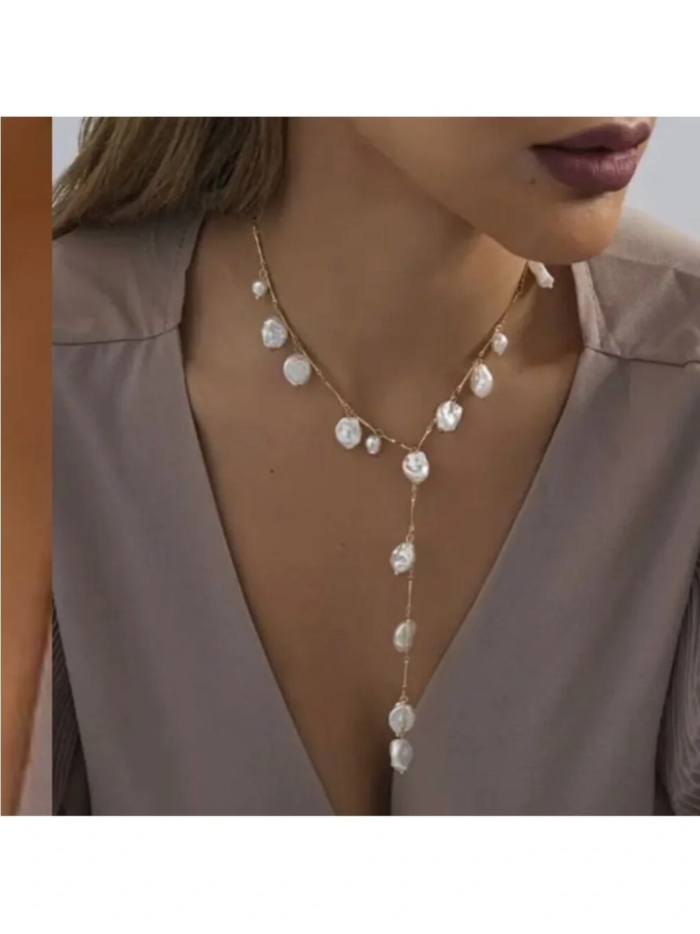 NEW Oceana 18K Gold Plated Freshwater Pearl Lariat Y-Necklace